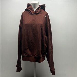 Recto Hoodie Hooded Sweatshirt Long Sleeve Heavyweight Cotton Rust Red Men Large